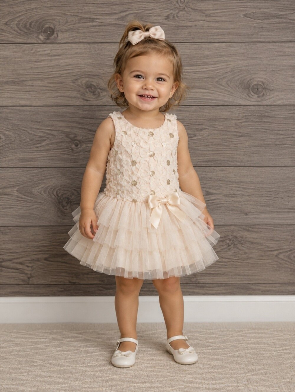 Zunie Toddler Girls Blush Pink Cream Tulle Sequin Tutu Party Dress Size 2T